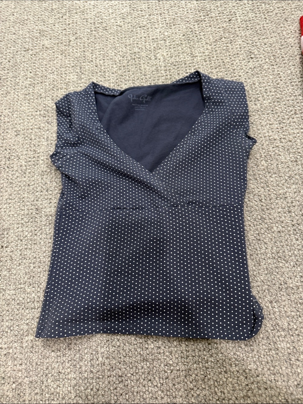 Brandy Melville Navy polka dot amara top